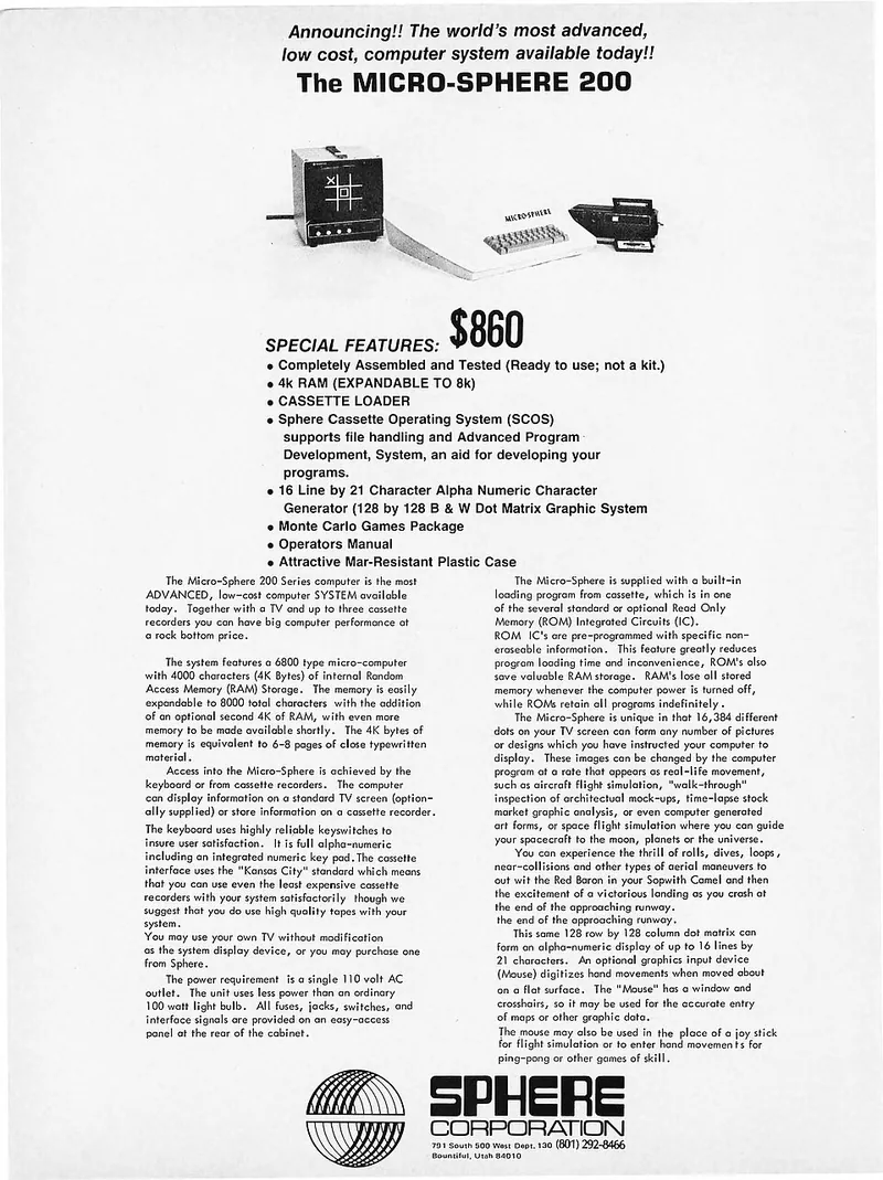 Sphere Corp. Micro-Sphere 200 personal computer